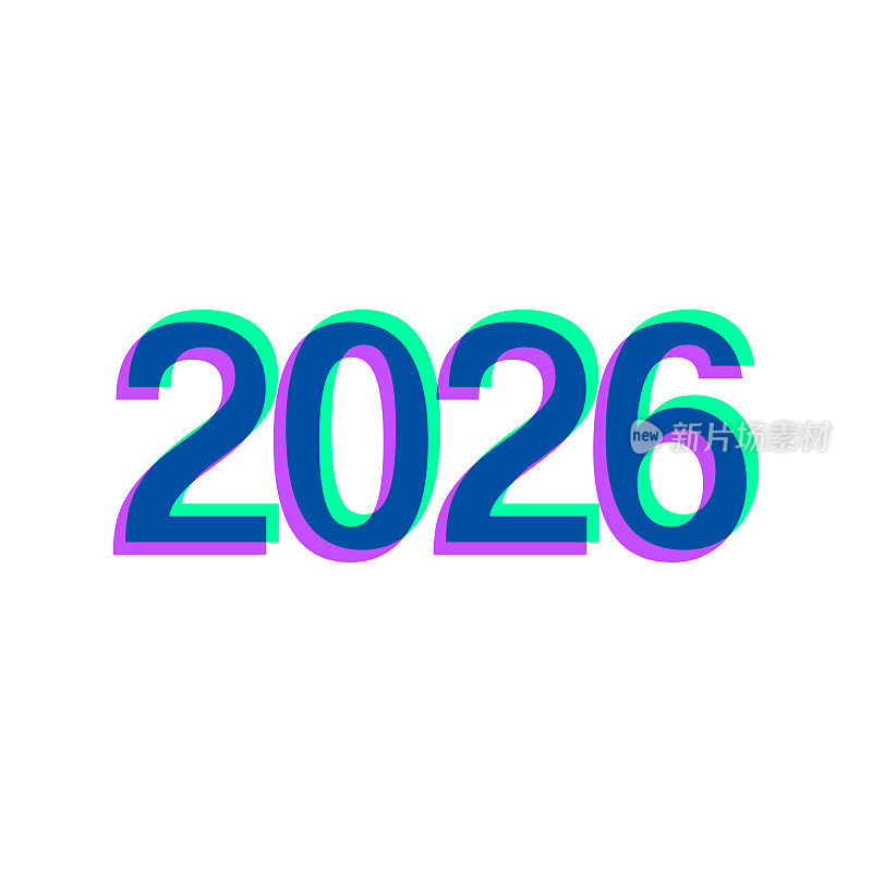 2026年- 2026年。图标与两种颜色叠加在白色背景上